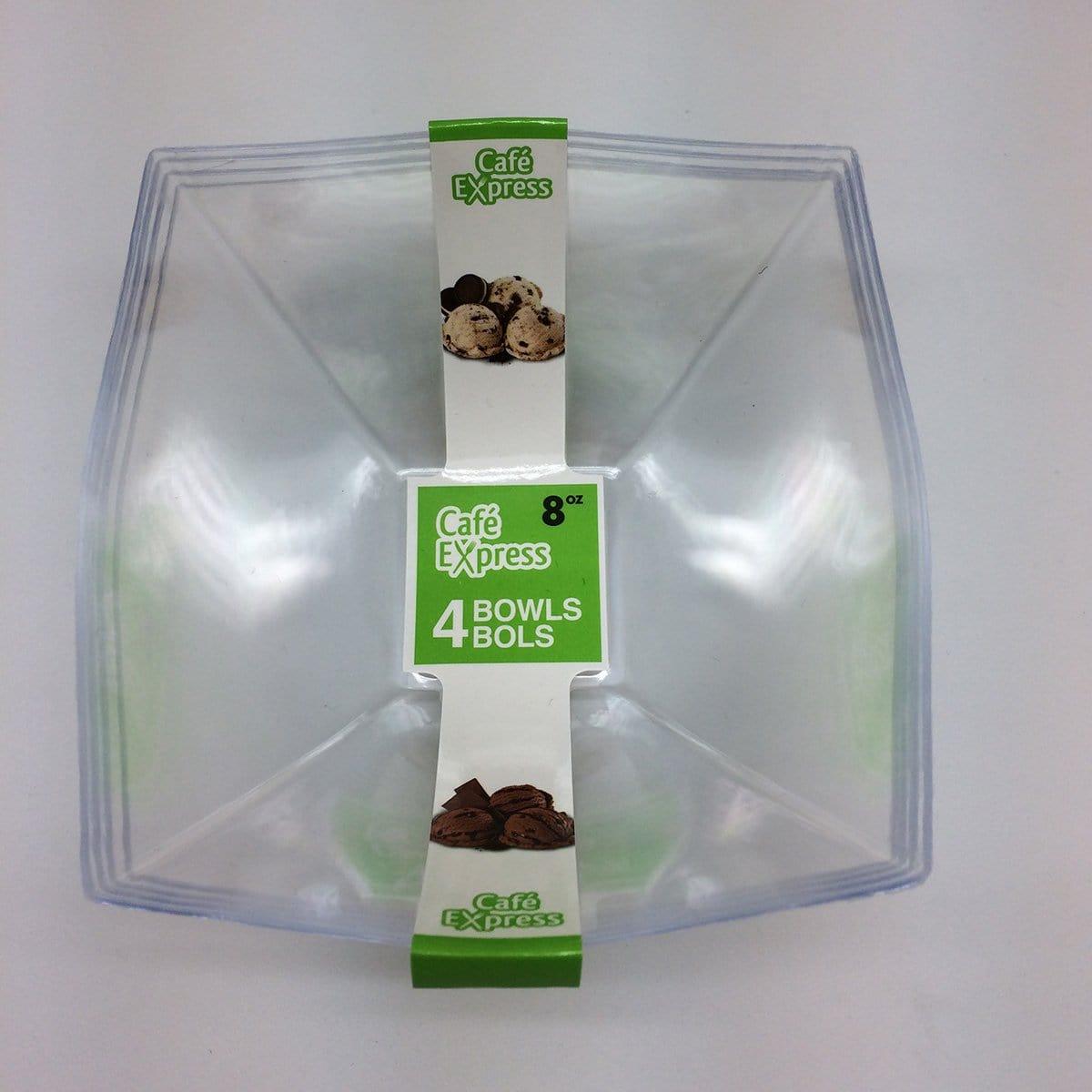 Buy Plasticware Plastic Square Bowls - Clear 8 oz 4/pkg sold at Party Expert