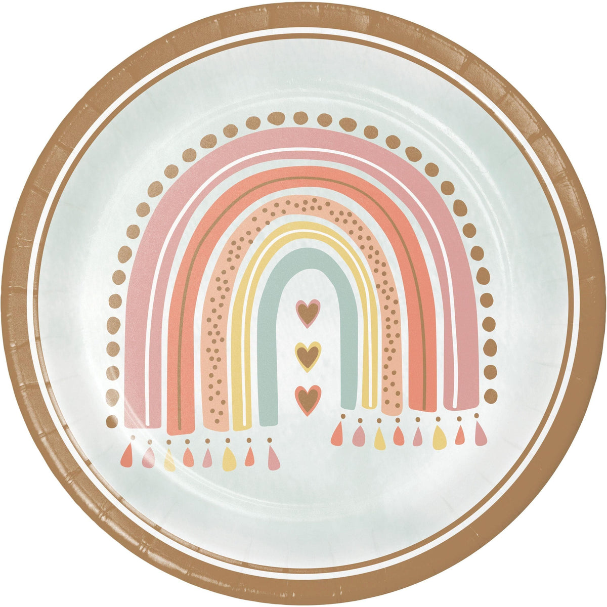 CREATIVE CONVERTING 1st Birthday Boho Rainbow Dinner Paper Plates, 9 in, 8 Count