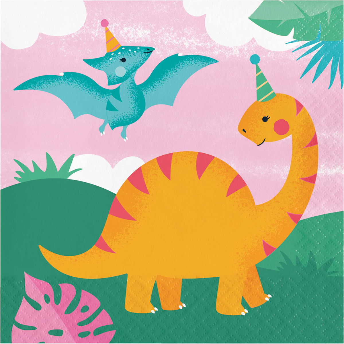 CREATIVE CONVERTING Kids Birthday Dino Party Large Lunch Napkins, 16 Count