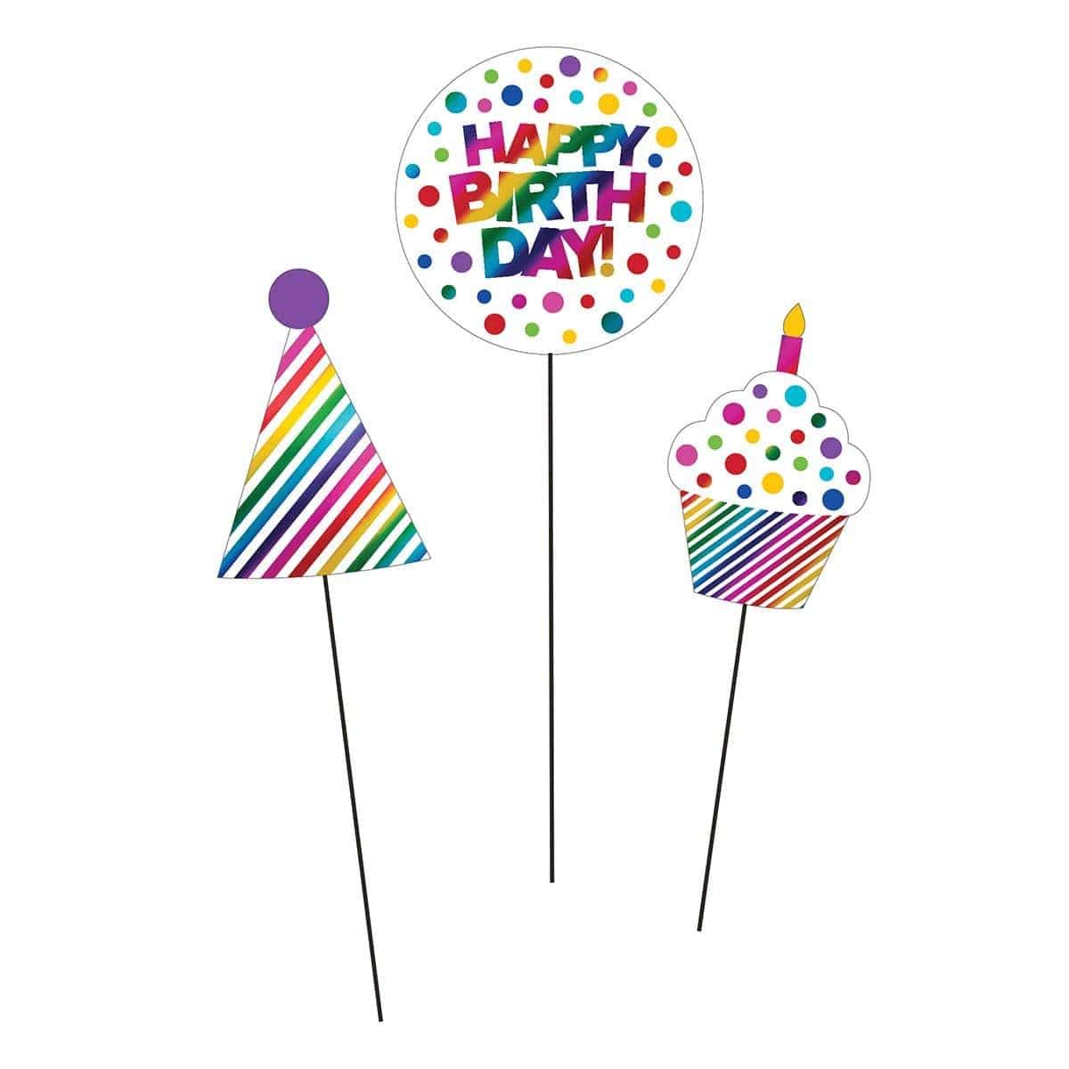 Buy General Birthday Rainbow Foil Birthday - Centerpiece Sticks 3/pkg sold at Party Expert