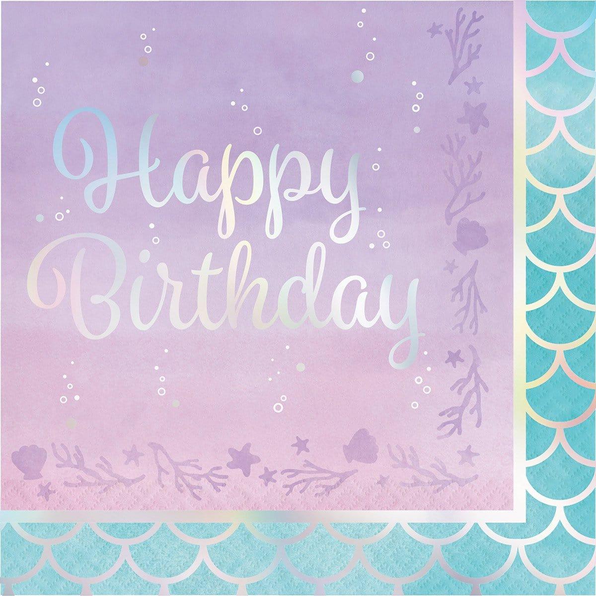 Mermaid Shine Happy Birthday Lunch Napkins | Party Supplies – Party Expert