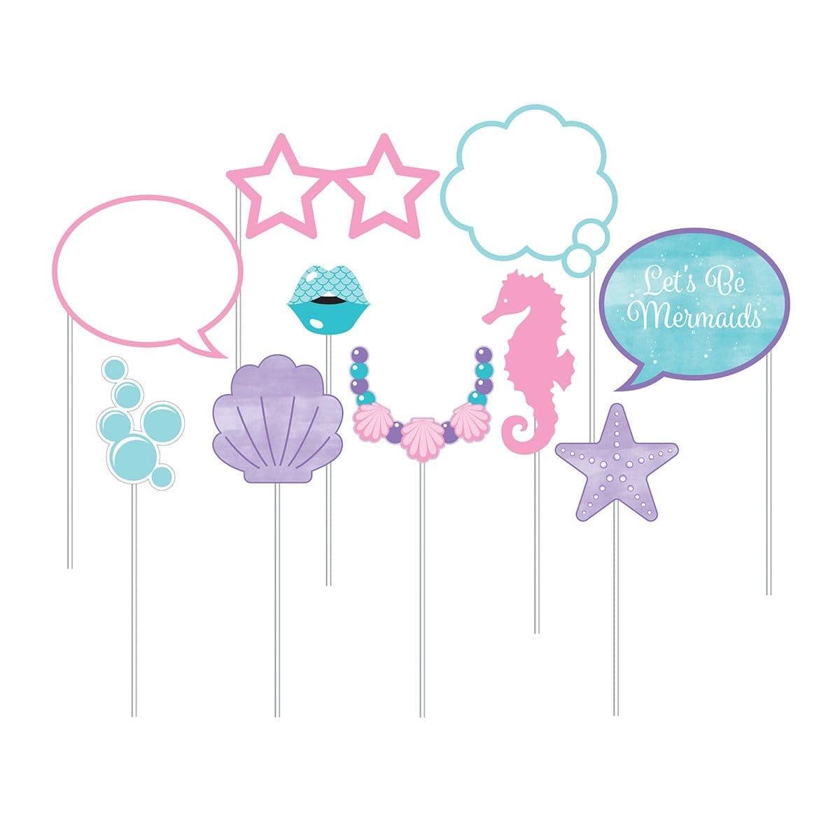 Buy Kids Birthday Mermaid Shine photo booth props, 10 per package sold at Party Expert