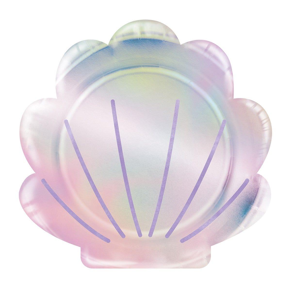 Buy Kids Birthday Mermaid Shine Shell-shaped Dinner Plates 9 inches, 8 per package sold at Party Expert