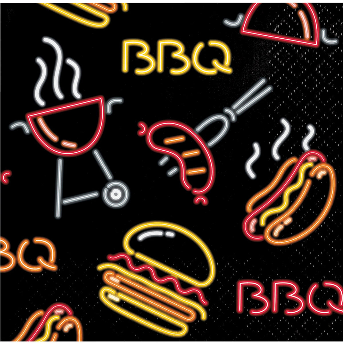 CREATIVE CONVERTING Summer Neon BBQ Small Beverage Napkins, 16 Count