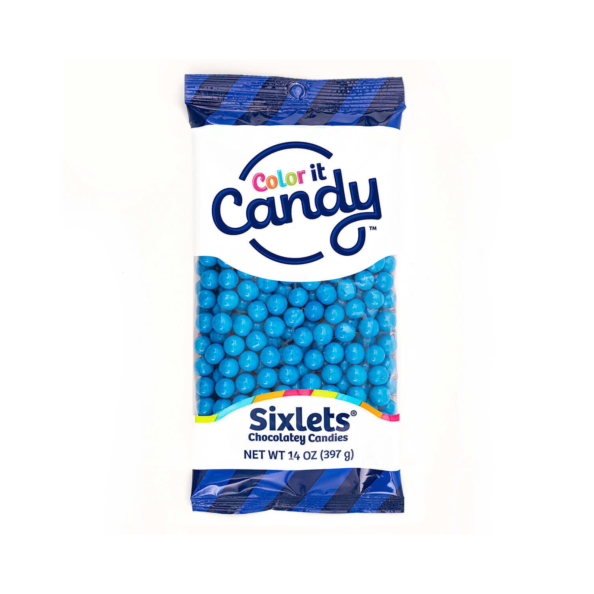 Blue Sixlets Shimmer Chocolatey Candies, 397 g | Party Expert