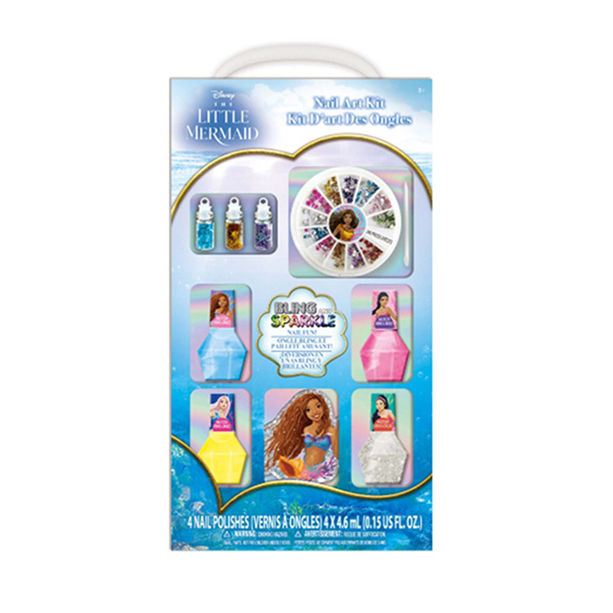 FILO IMPORT INC. Kids Birthday Disney The Little Mermaid Nail Polishes with Gems, 1 Count 719565485770