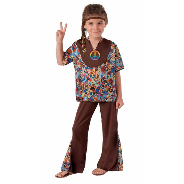 Adult 60s 70s Hippie Groovy Flower Child Bell Bottom Denim Peace Pants  Costume 