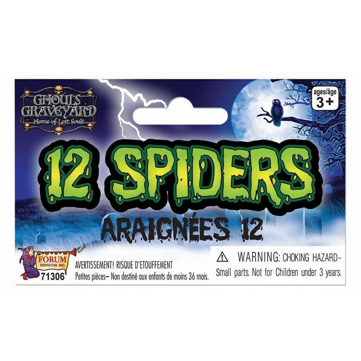 Buy Halloween Plastic spiders, 12 per package sold at Party Expert