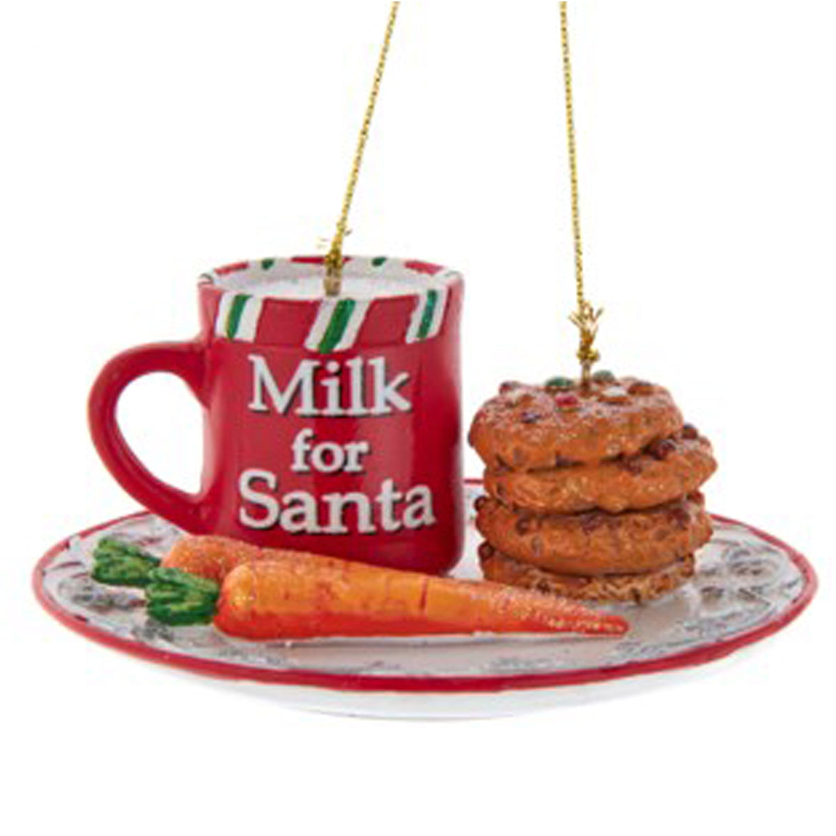 KURT S. ADLER INC Christmas Milk and Cookies Ornaments, 3,5 Inches, 1 Count 086131687396