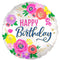 LE GROUPE BLC INTL INC Balloons Artful Floral "Happy Birthday" Foil Balloon, 18 Inches, 1 Count