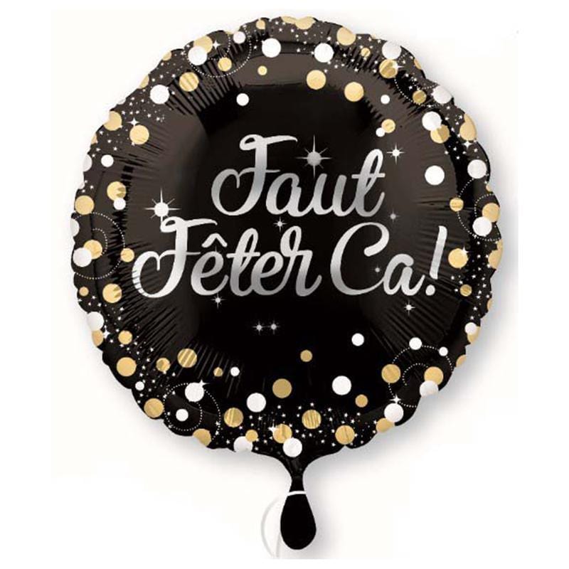 Buy Balloons Faut Fêter Ça Black And Gold Foil Balloon, 18 Inches sold at Party Expert