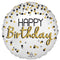 LE GROUPE BLC INTL INC Balloons "Happy Birthday" Round Foil Balloon, Silver, Black and Gold, 18 Inches, 1 Count