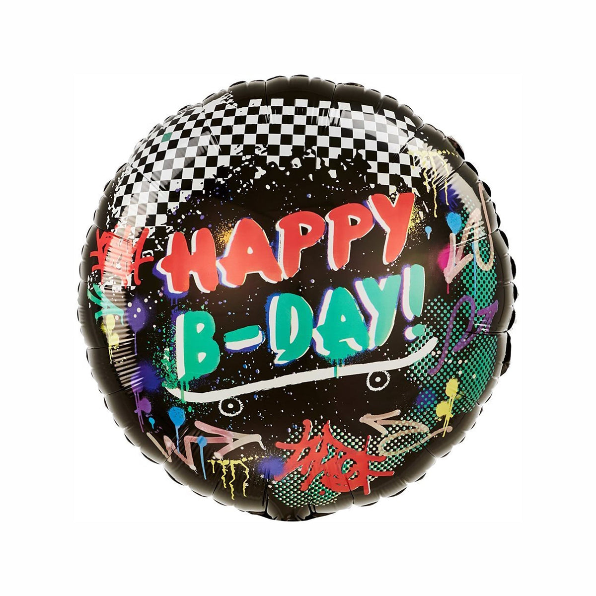 LE GROUPE BLC INTL INC Balloons Happy Birthday Skater Party Foil Orbz Balloon, 18 Inches, 1 Count 026635430425