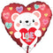 LE GROUPE BLC INTL INC Balloons "Love You!" Satin White Bear Heart Shape Foil Balloon, 18 Inches, 1 Count