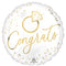 LE GROUPE BLC INTL INC Balloons White Gold Wedding "Congrats" Round Foil Balloon, 18 Inches, 1 Count