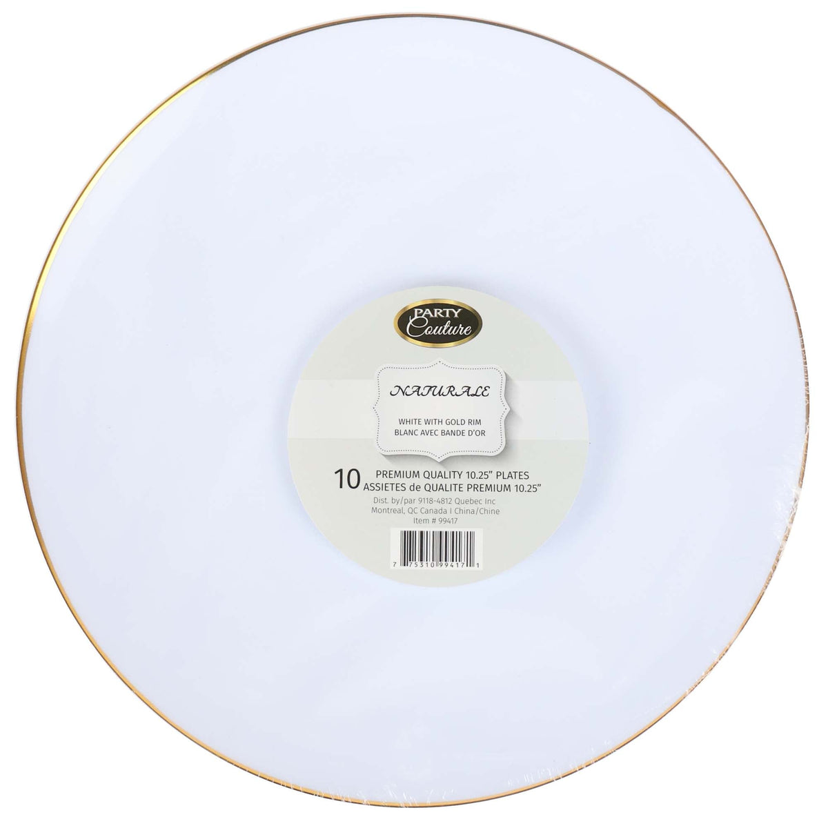 MADISON IMPORTS Disposable-Plasticware White Premium Quality Round Plates with Gold Rim, 10 Inches, 10 Count 775310994171