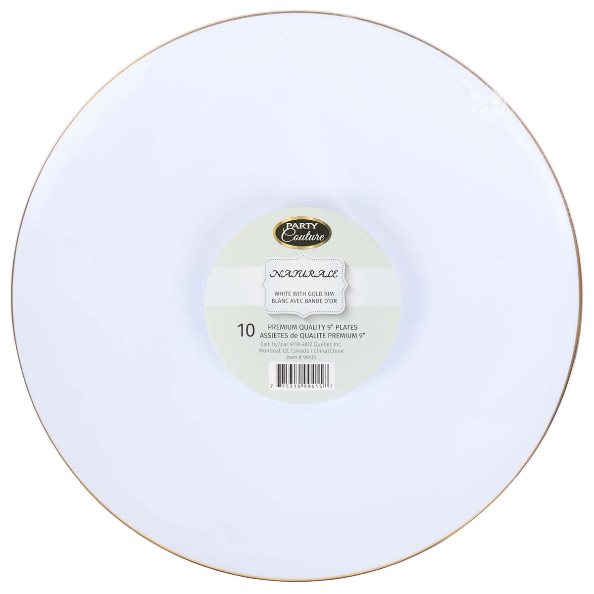 MADISON IMPORTS Disposable-Plasticware White Premium Quality Round Plates with Gold Rim, 9 Inches, 10 Count 775310994157