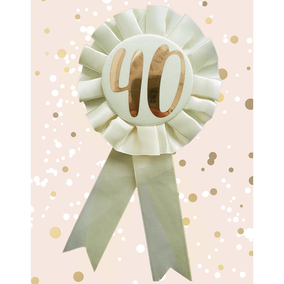 Buy Age Specific Birthday Rosette Badge Rose Gold - 40th sold at Party Expert