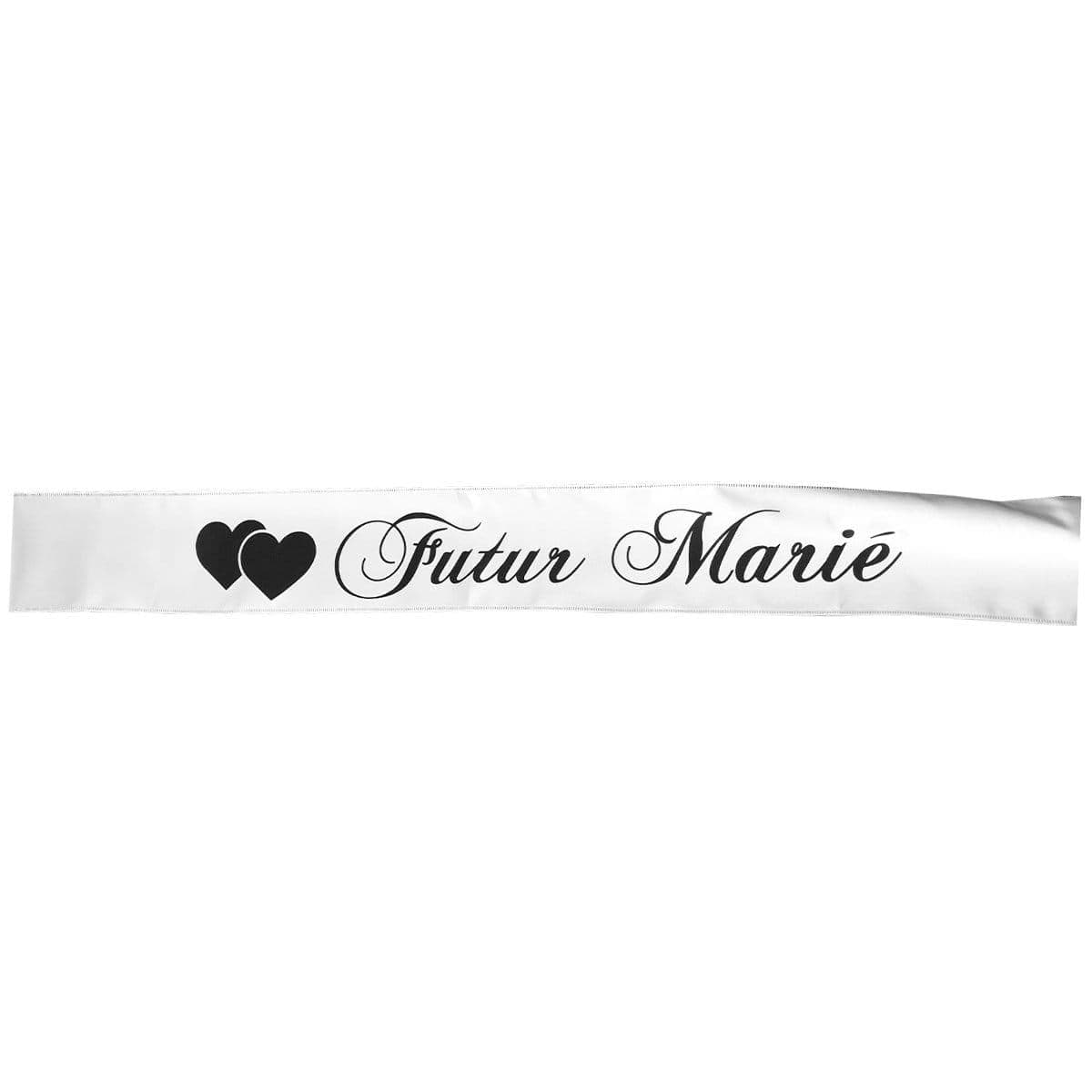 Buy Bachelorette White & black Futur Marié sash sold at Party Expert