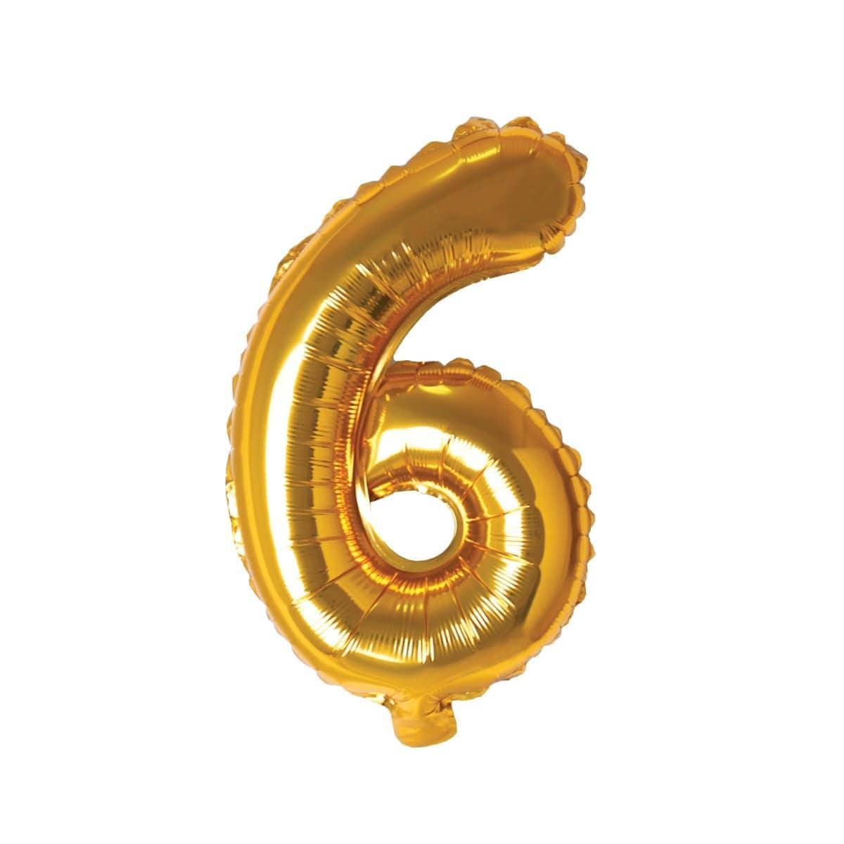 Buy Balloons Gold Number 6 Foil Balloon, 16 Inches sold at Party Expert