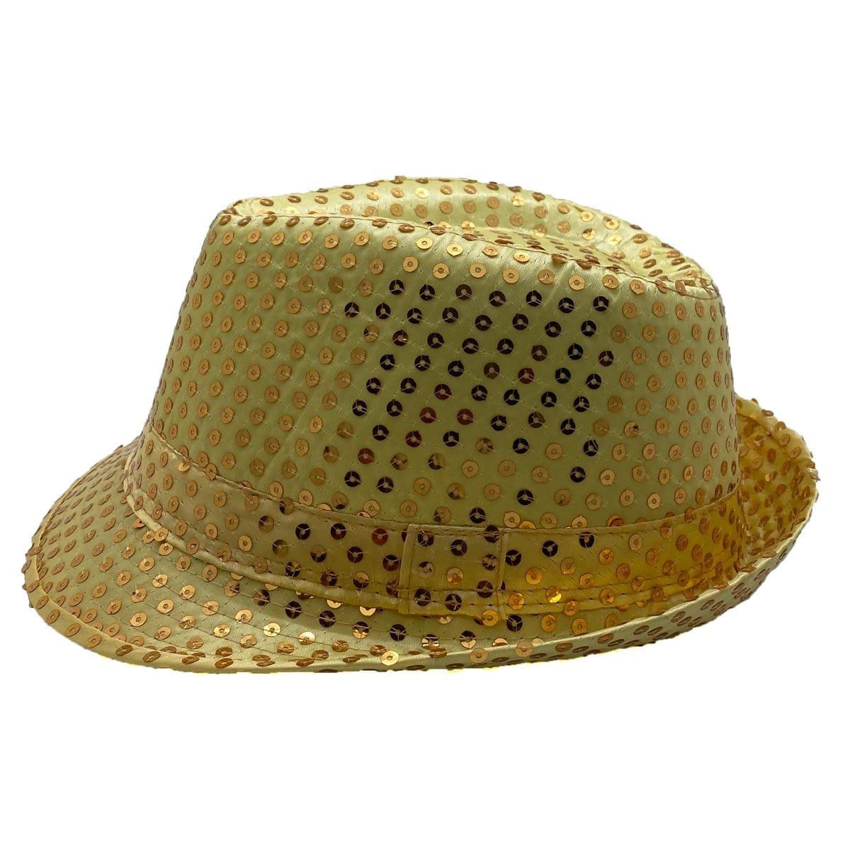 Gold Sequin Fedora Hat for Adults | Party Expert