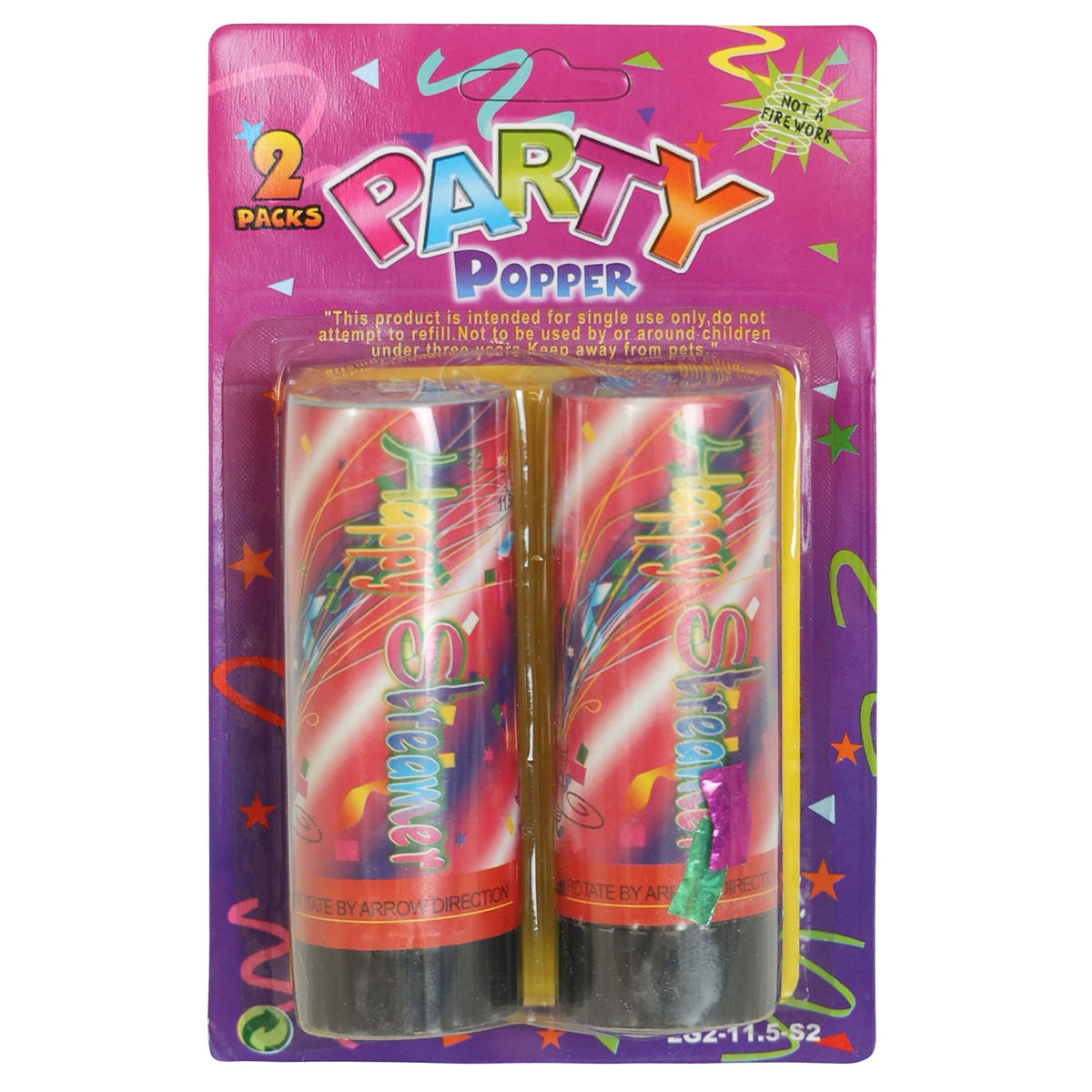 PARTY SUPPLY DEPOT Party Supplies Happy Streamer Party Poppers, 2 Count 651615618