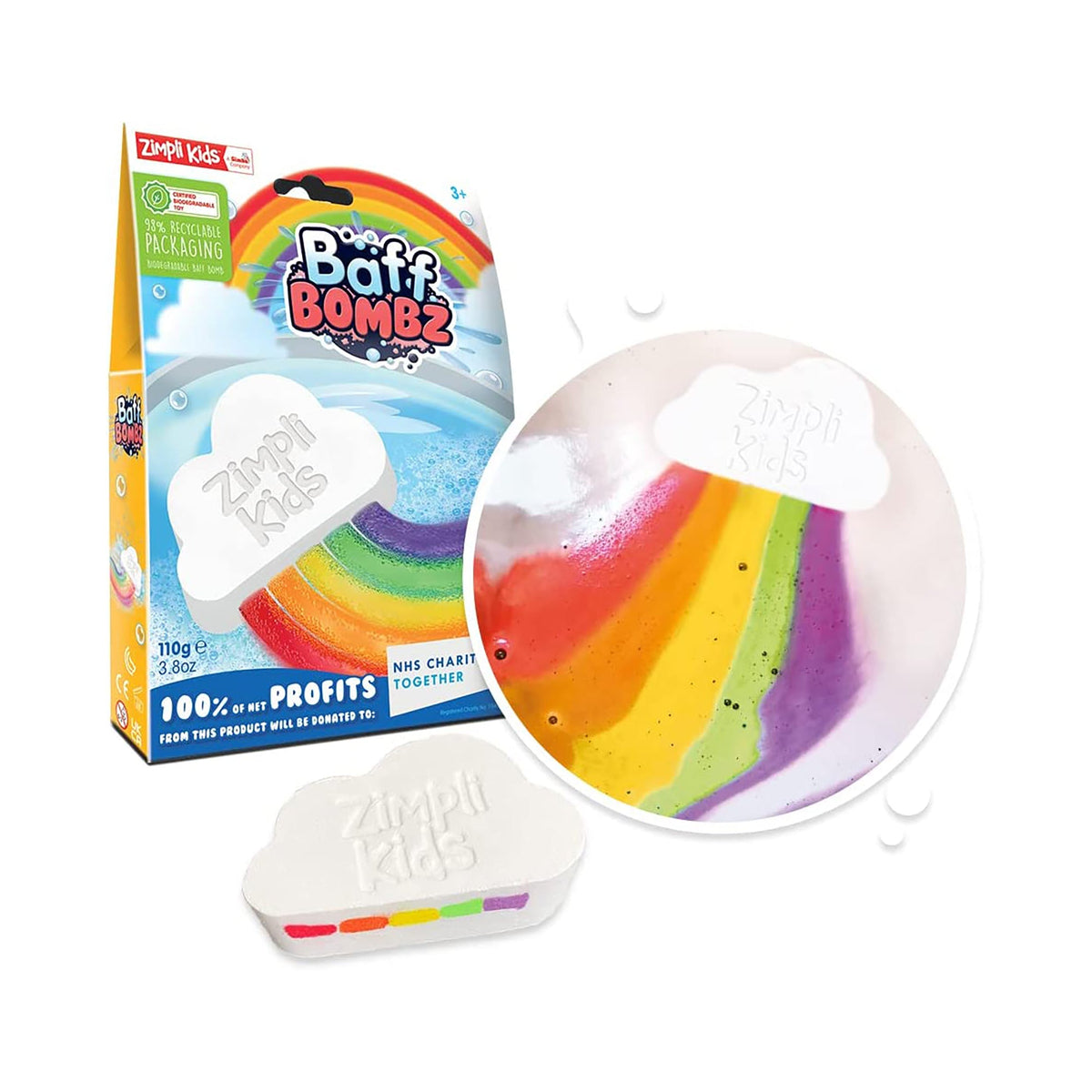 RED PLANET GROUP Impulse Buying Cloud Rainbow Baff Bombz Bath Bomb, 110g, 1 Count