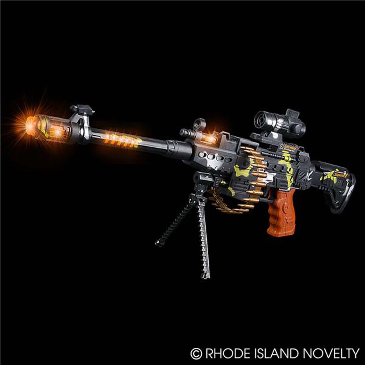 RHODE ISLAND NOVELTY impulse buying Light-Up Machine Gun with Scope, 1 Count 097138819833