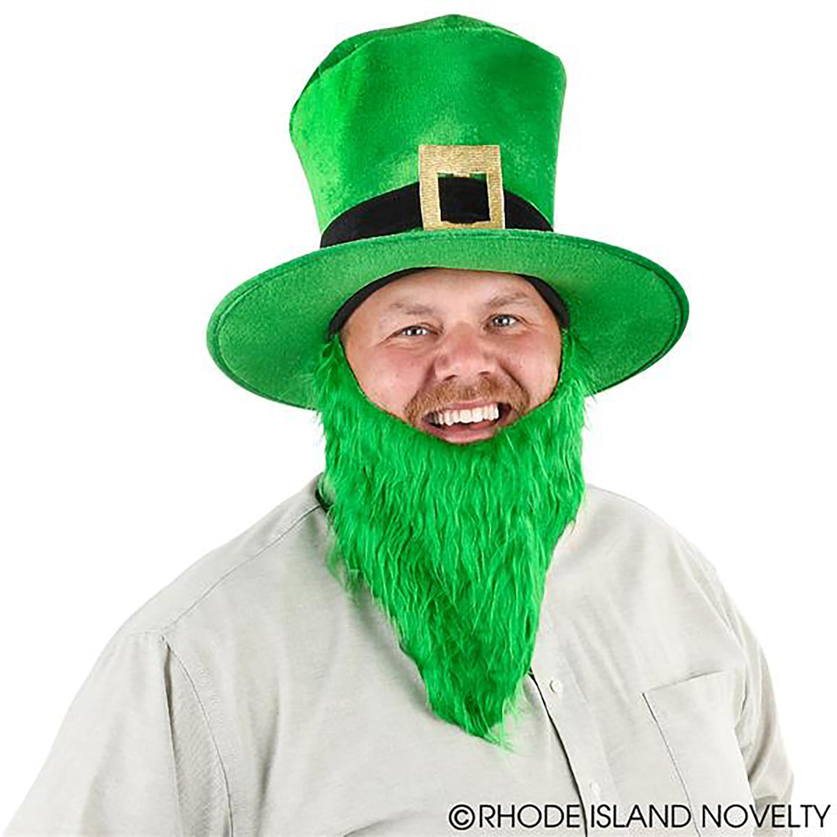 RHODE ISLAND NOVELTY St-Patrick St-Patrick's Day Green Top Hat and Beard Set, 1 Count