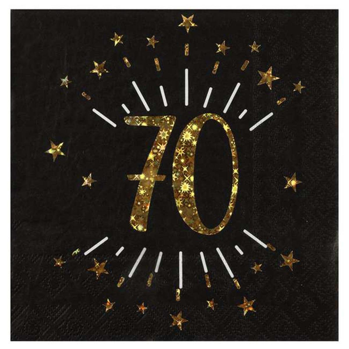 SANTEX Age Specific Birthday Gold Sparkling Number 70 Lunch Napkins, 10 Count