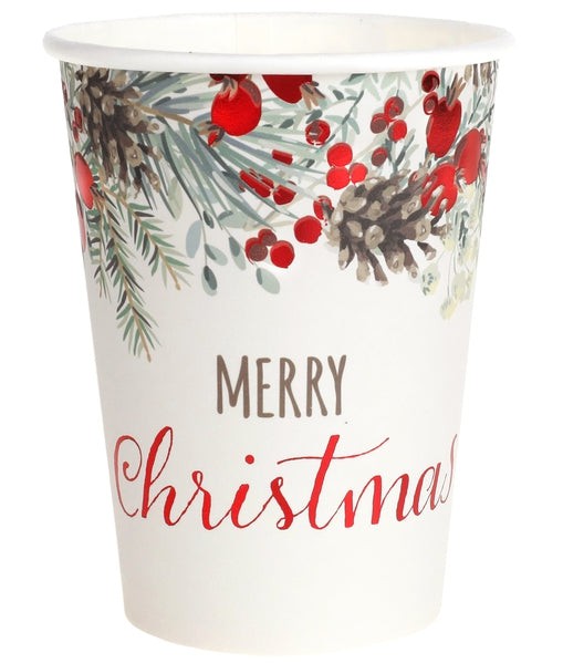 SANTEX Christmas Merry Christmas Red Paper Cups, 9 oz, 10 Count 3660380080350