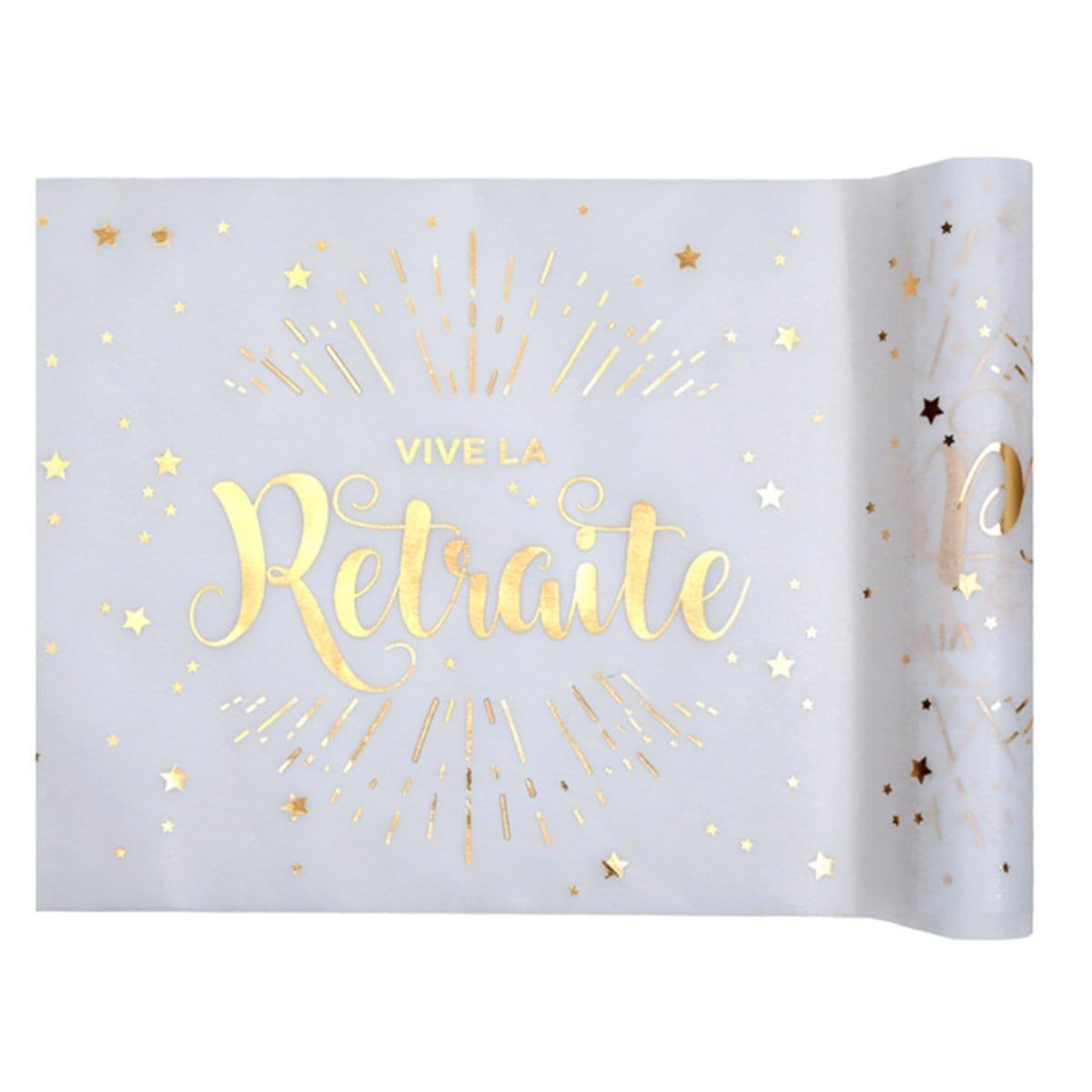 Vive La Retraite Metallic Table Runner | Party Expert