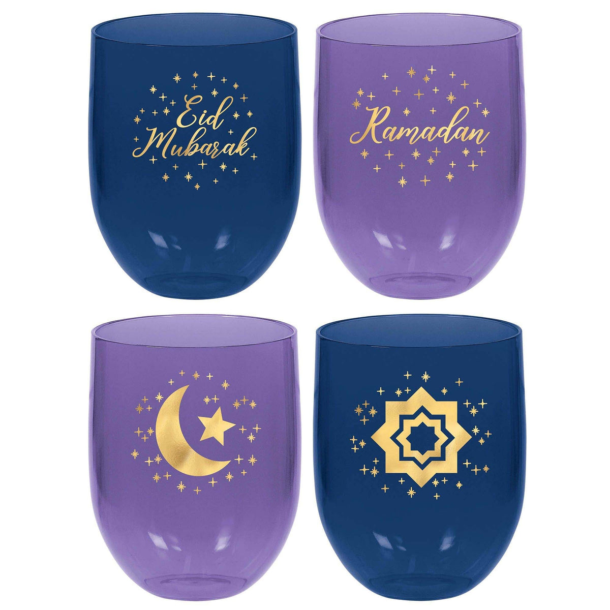 AMSCAN CA Eid Celebration Wine Glass, 15 Oz, 4 Count