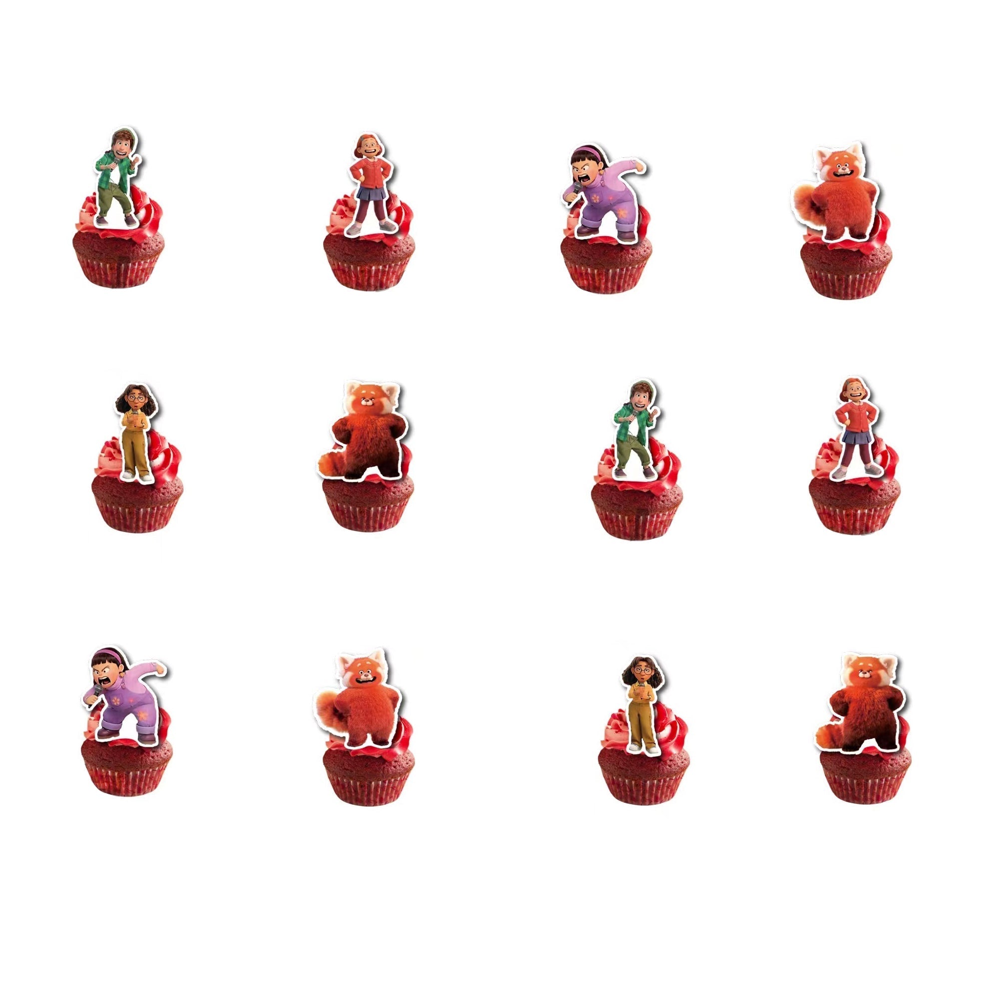 Turning Red Birthday Cupcake Toppers, 12 Count Party Expert