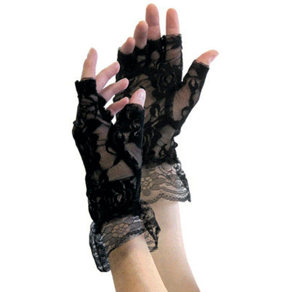  amscan Black Long Fishnet Fingerless Gloves : Clothing