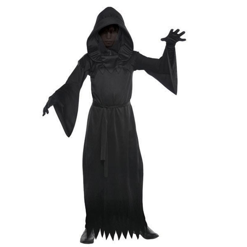 Phantom of Darkness Costume for Kids, Black Hooded Robe | Party Expert