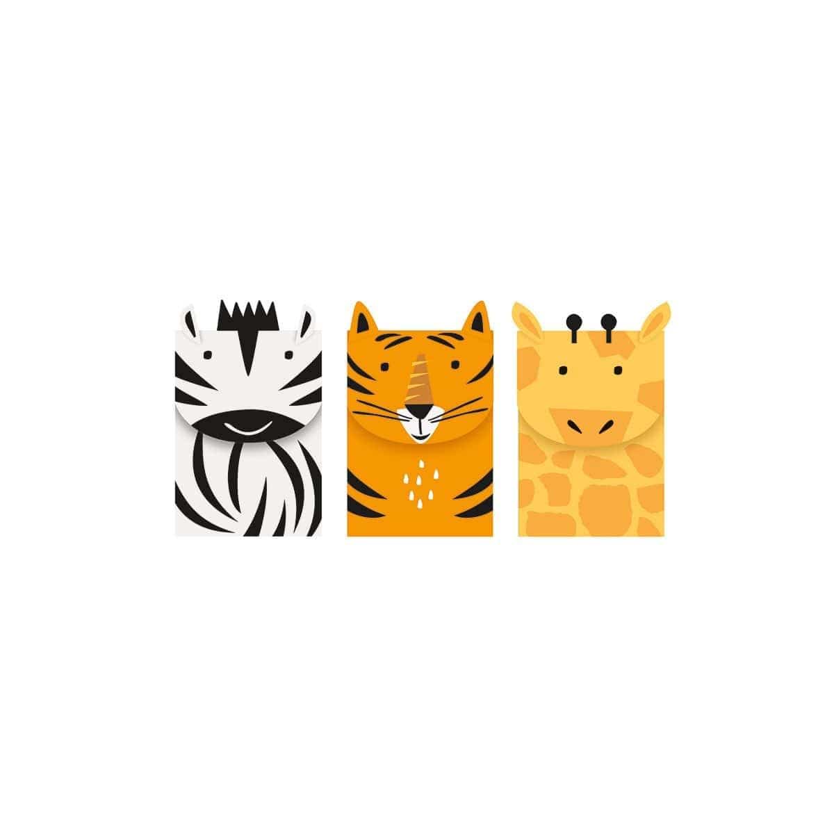 Buy 1st Birthday Safari Animals Treat Bags, 3 Count sold at Party Expert