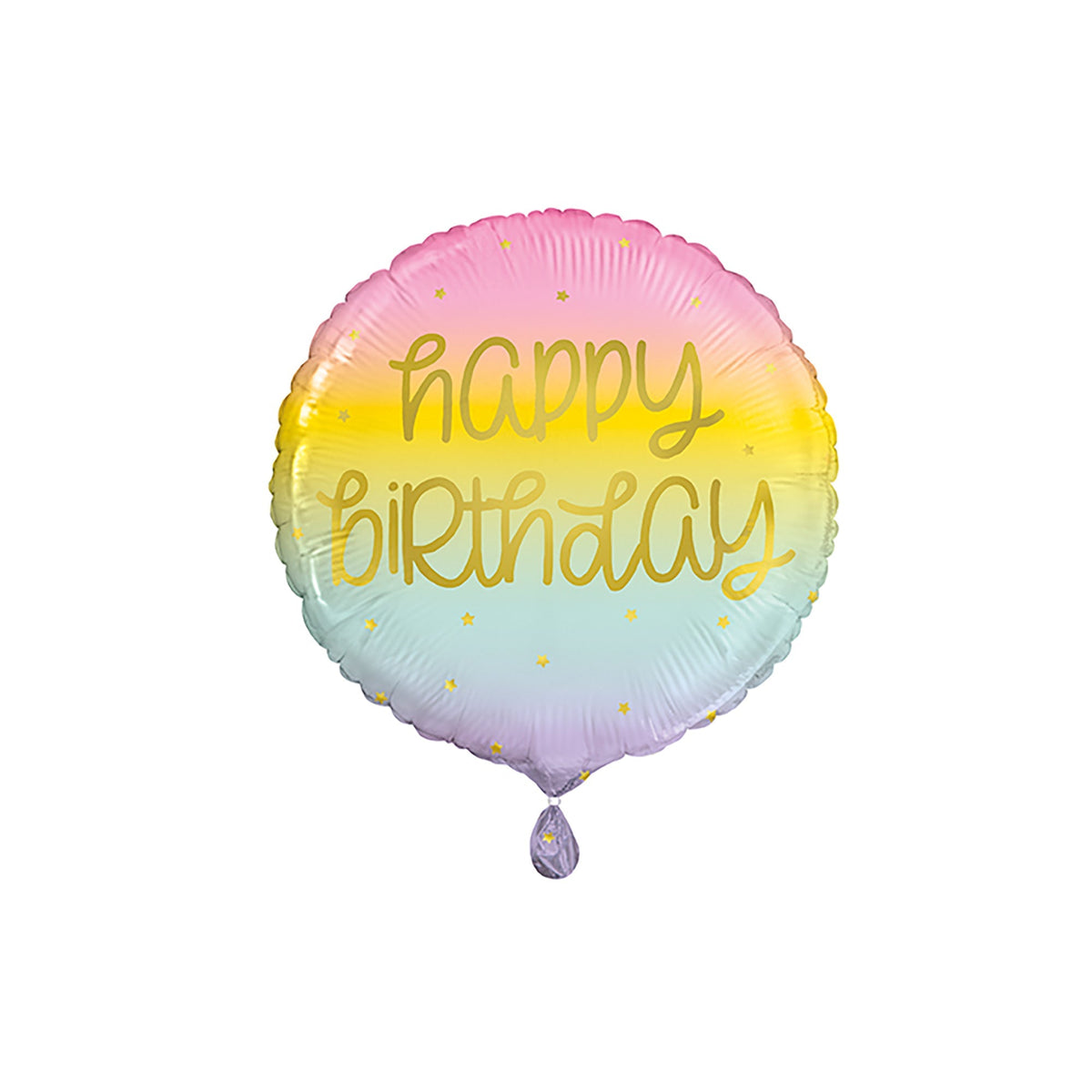 UNIQUE PARTY FAVORS Balloons Happy Birthday Round Foil Balloon, Pastel & Gold, 18 Inches, 1 Count 011179549818