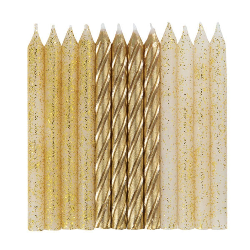 Gold Glitter Spiral Candle, 24 Count | Party Expert