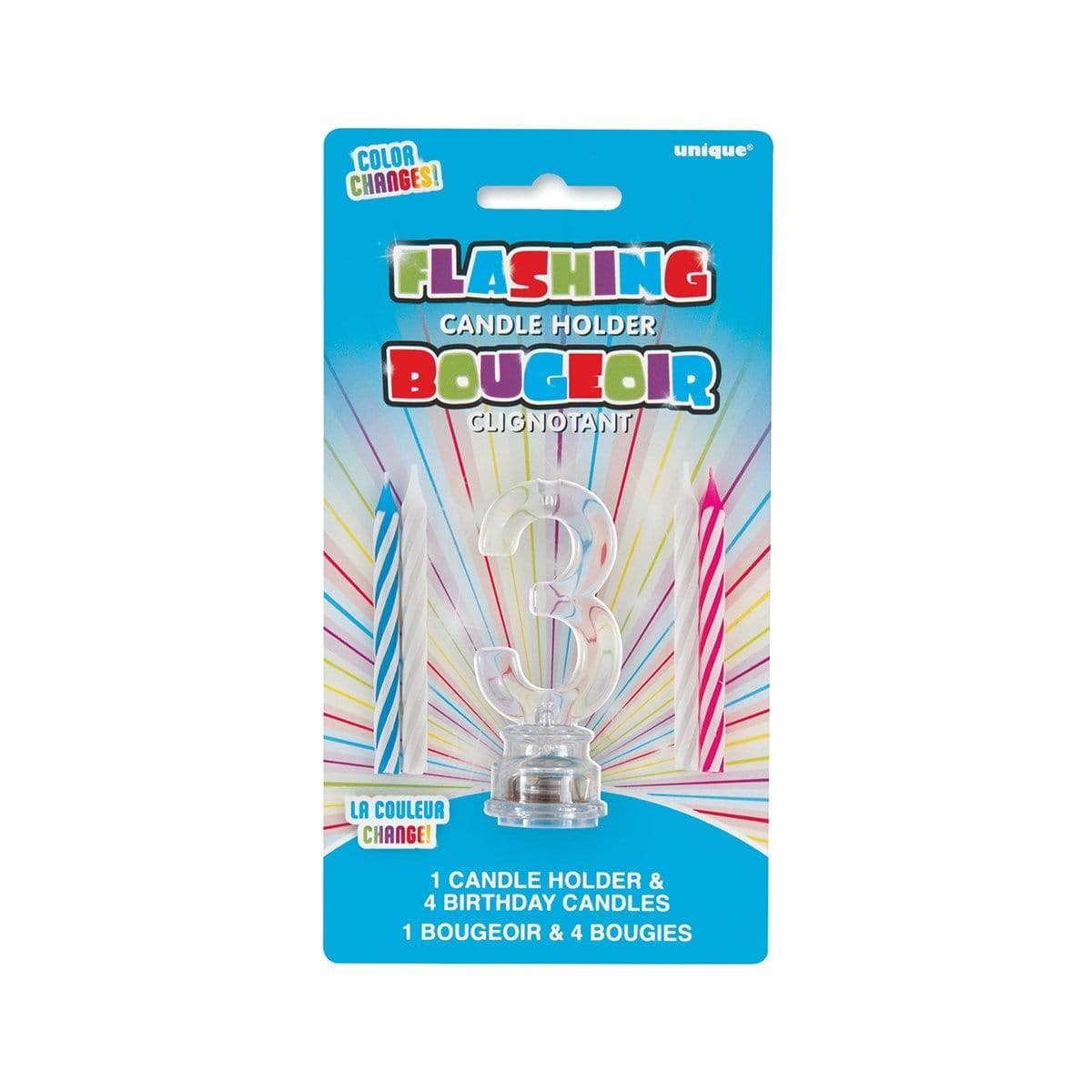 Buy Cake Supplies Numeral Flashing Candle Holder # 3 sold at Party Expert