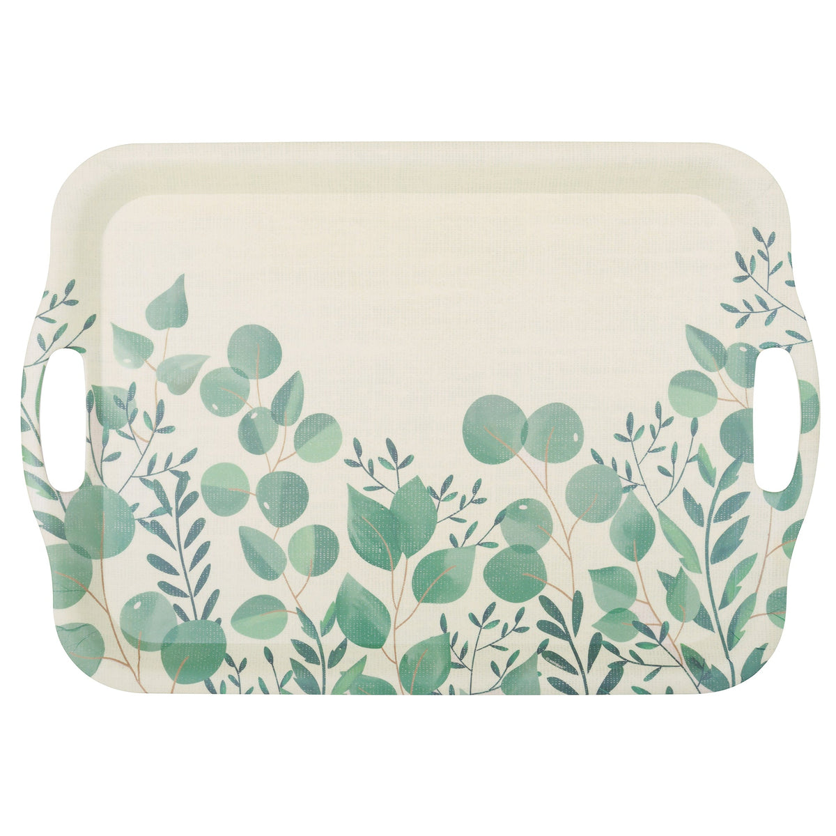 UNIQUE PARTY FAVORS Disposable-Plasticware White and Green Bamboo Melamine Serving Tray, 18 1/2 Inches, 1 Count