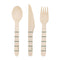 UNIQUE PARTY FAVORS Disposable-Plasticware Wooden Cutlery Set, Green Stripes, 12 Count 011179410552