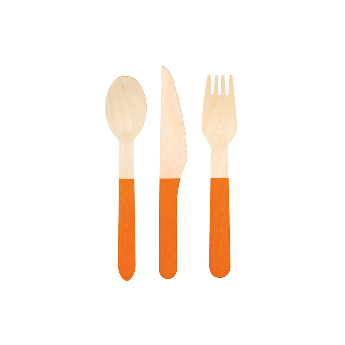 UNIQUE PARTY FAVORS Disposable-Plasticware Wooden Cutlery Set, Summer Citrus, 12 Count 011179164790