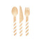 UNIQUE PARTY FAVORS Disposable-Plasticware Wooden Cutlery Set, White Stripes, 12 Count 011179758845