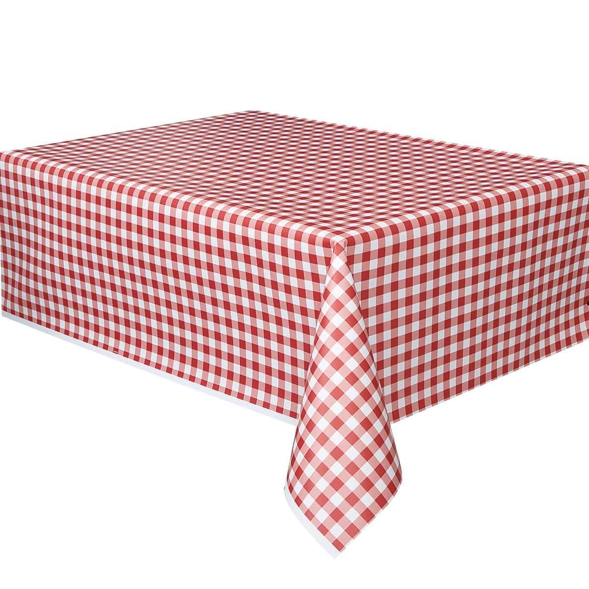 Red Gingham Plastic Tablecover | Party Expert