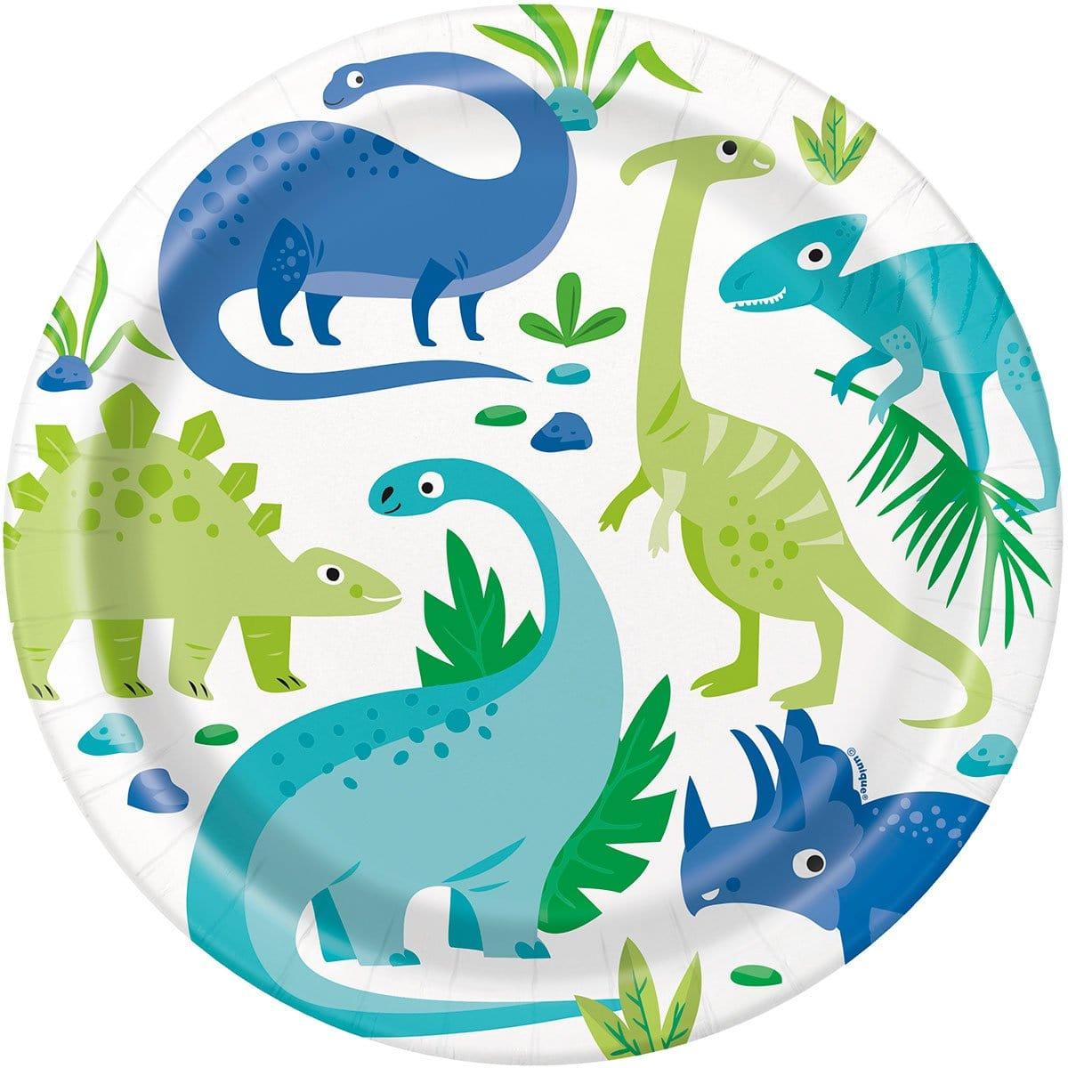 Buy Kids Birthday Blue & Green Dinosaur Dinner Plates, 9 inches, 8 Count sold at Party Expert