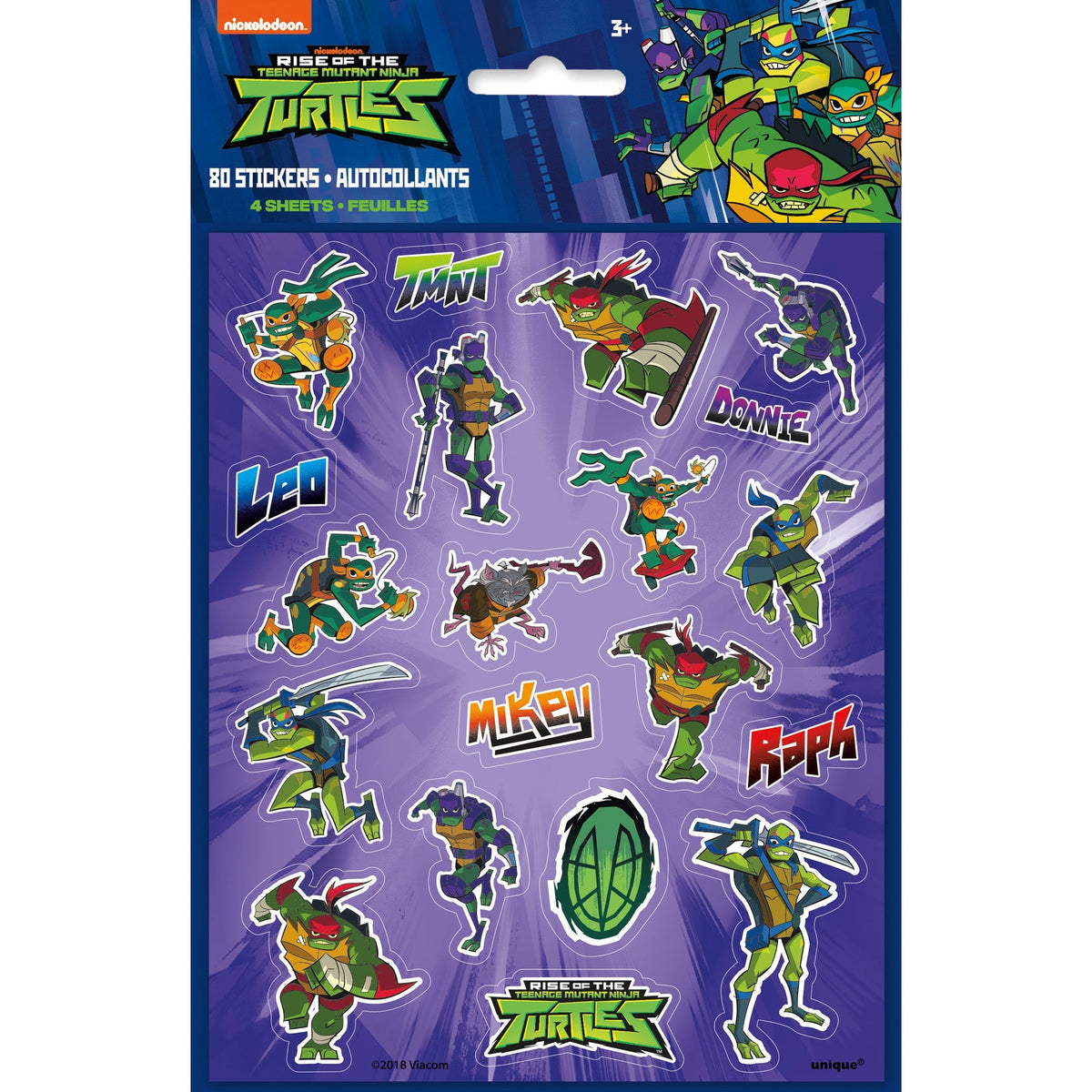 UNIQUE PARTY FAVORS Kids Birthday Ninja Turtles Sticker Sheets, 4 Count 011179793204