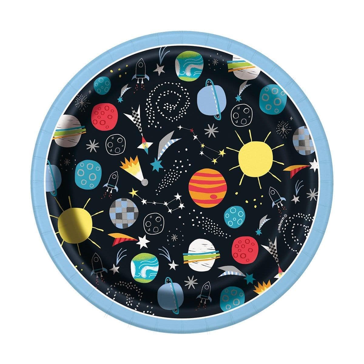 Buy Kids Birthday Outer Space Dessert Plates 7 inches, 8 per package sold at Party Expert