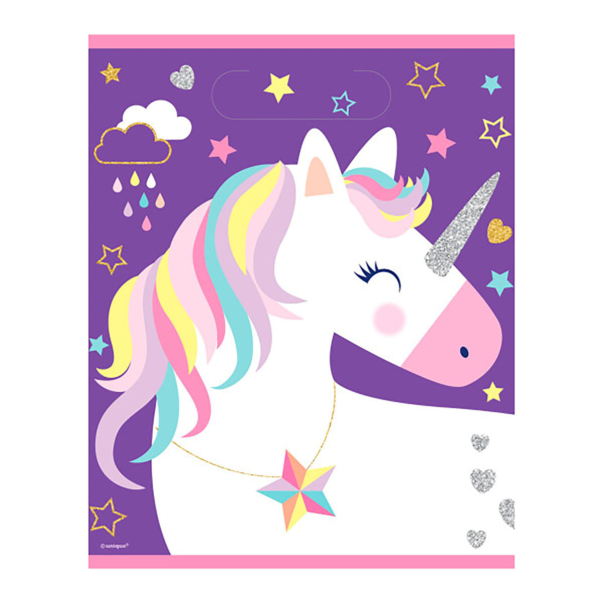 UNIQUE PARTY FAVORS Kids Birthday Unicorn Galaxy Birthday Loot Bags, 8 Count