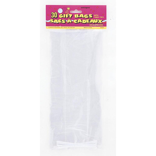 Unique Plastic Cellophane Bags, Clear - 30 count